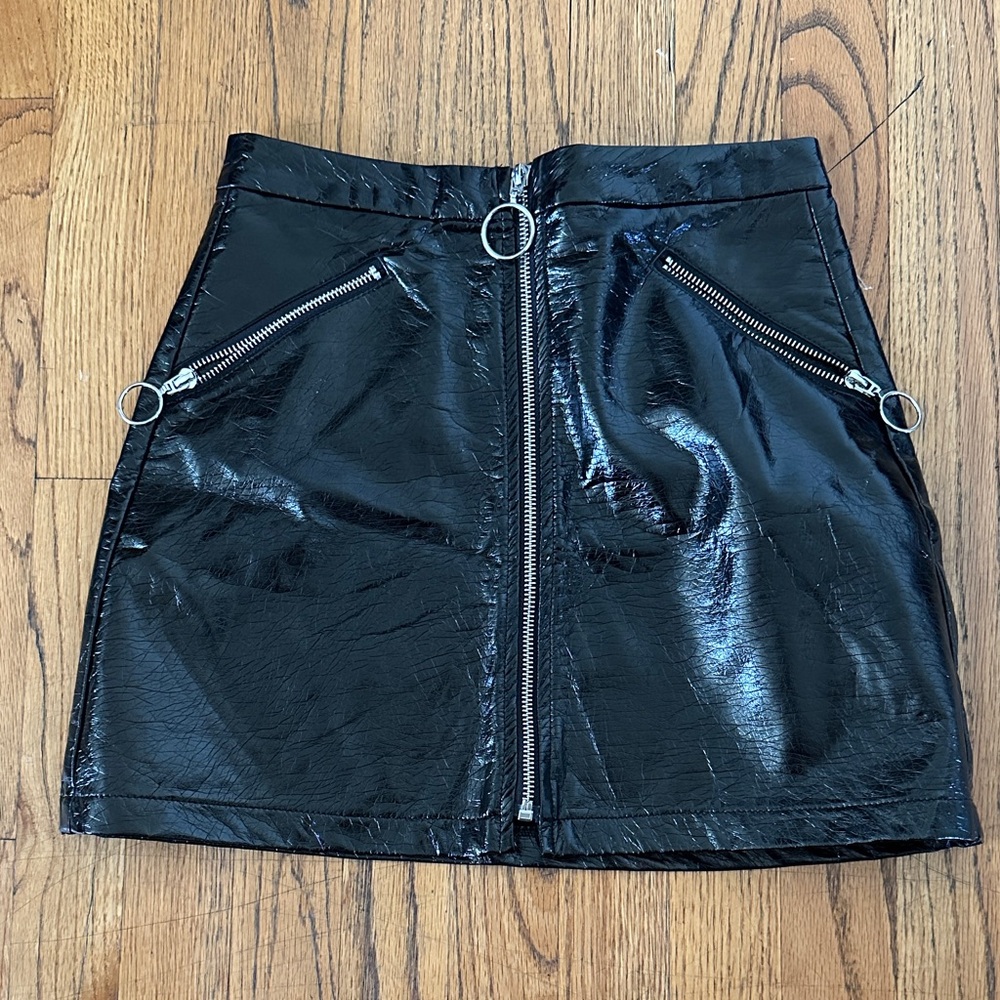 Signature Studio Glossy Black Mini Skirt
